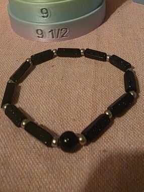 Blue Sandstone Beaded Stretch Bracelet - Women Jewelry